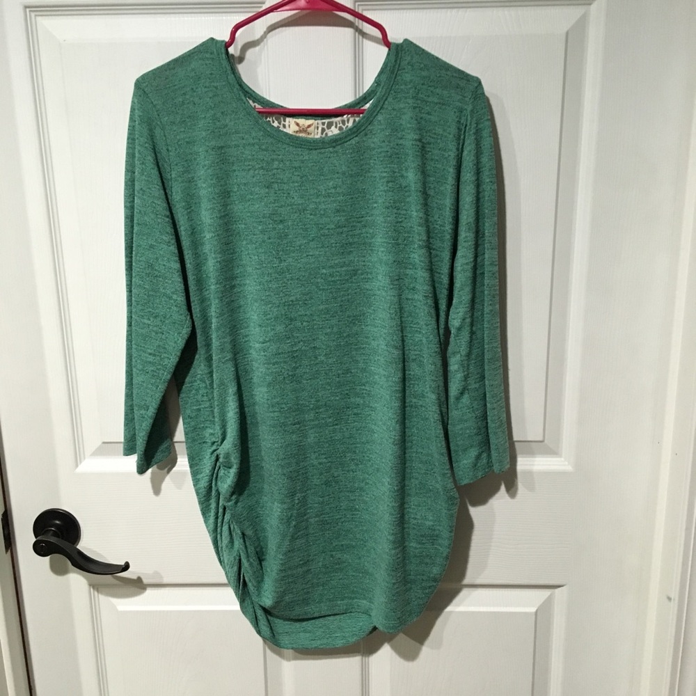 Teal Long Sleeve T-Shirt with laced back.